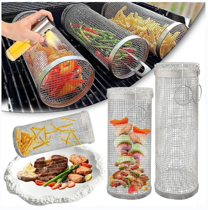 Завальцовка трубки сетки барбекю нержавеющей стали круга 304 барбекю жаря корзину