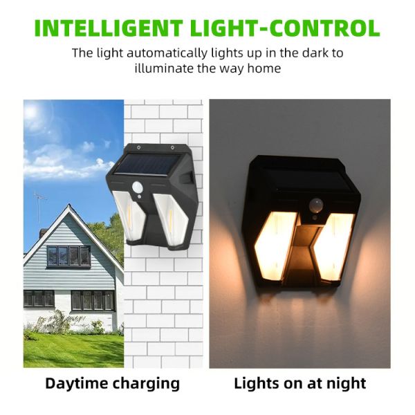 50000 Hours Lifespan Outdoor Solar Wall Light with Motion Sensor and LED Light Source