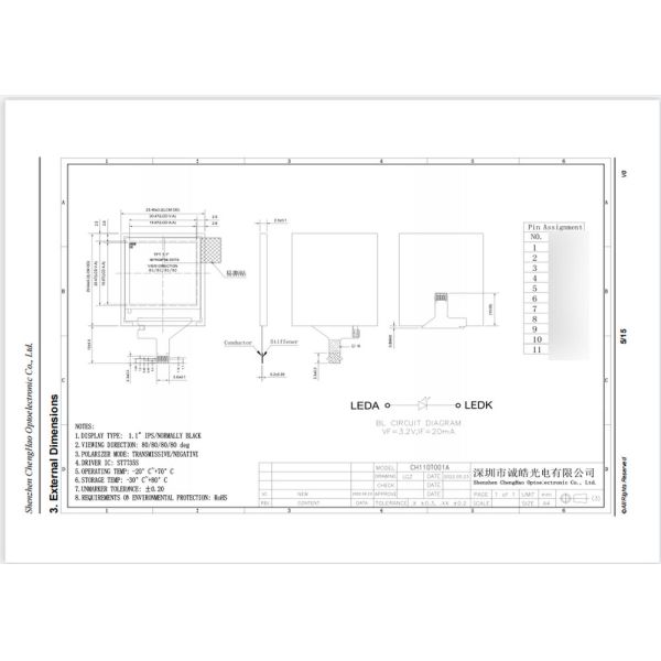 Небольшой 4линейный дисплей СПИ ИПС ТФТ ЛКД с направлением просмотра 80 градусов