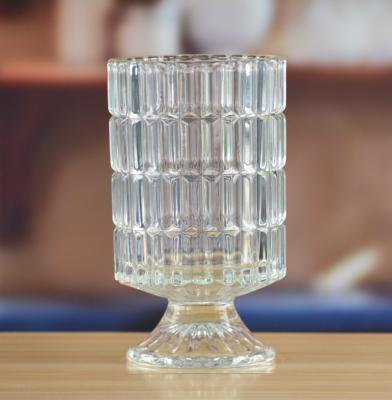 Castiçais de vidro da coluna resistente do pé, castiçais de vidro claros como o vaso de flor