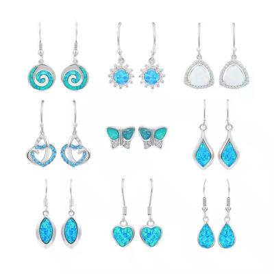 Drop Synthetic Opal Leverback Earrings Women 925silver Jewelry