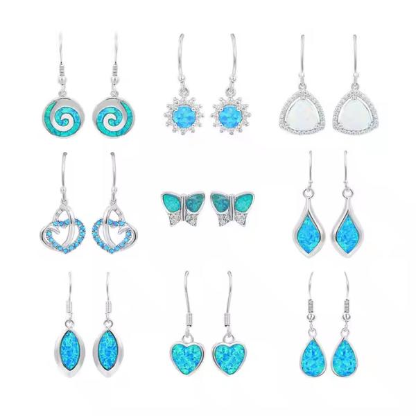 Drop Synthetic Opal Leverback Earrings Women 925silver Jewelry