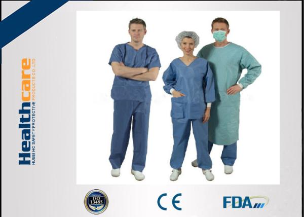 Nonwoven Disposable Scrub Suits for Patient Doctors Nuser With Short Sleeve