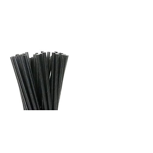 250pcs Biodegradable Customized Logo Black Paper Straws 197mm for Eco Friendly Products