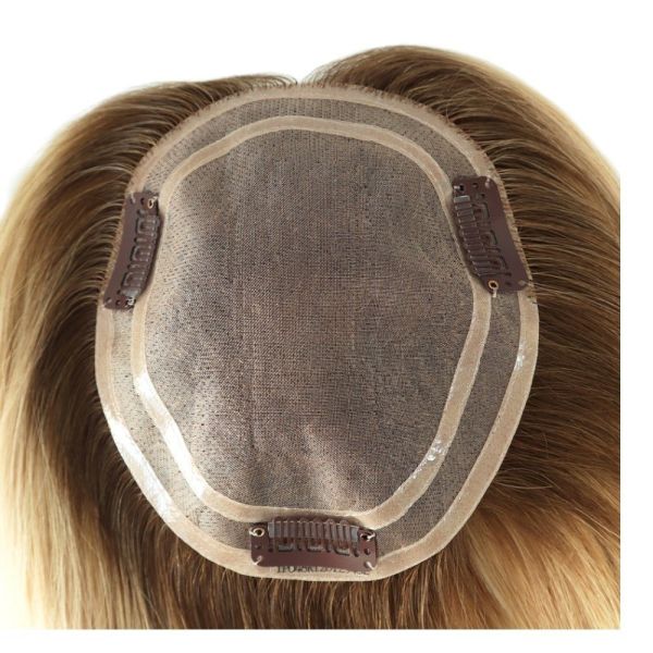 5.5X6inch Hand Tied Double Mono Top Remy European Human Hair Toupee Topper PU Around MT-S1