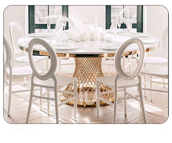 dessus élégant se pliant rond portatif en verre d'acier d'or de fantaisie de Tableau de banquet de 72