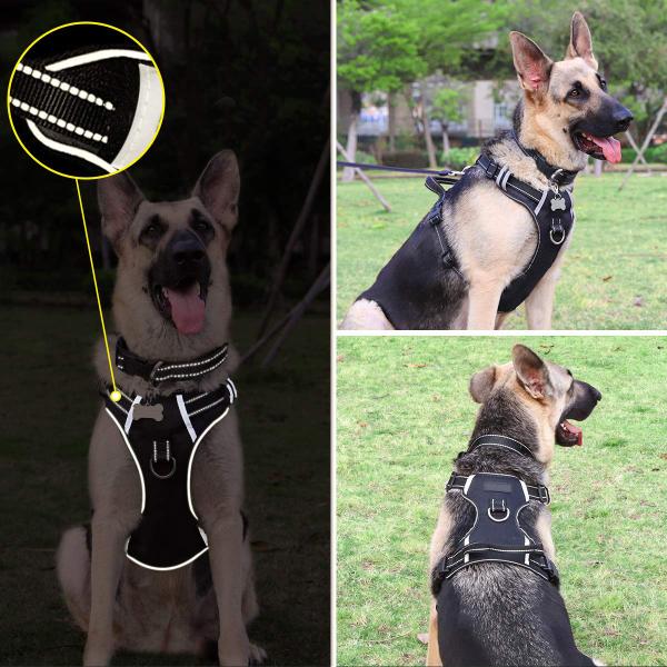 Choke Free Nylon Dog Harness No Pul Easy Control Handle With Front / Back Leash Clips