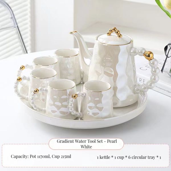 1300ml Volume Pink Pearl Shell Ceramic Coffee Mug and Saucer Set with Modern Chic Design