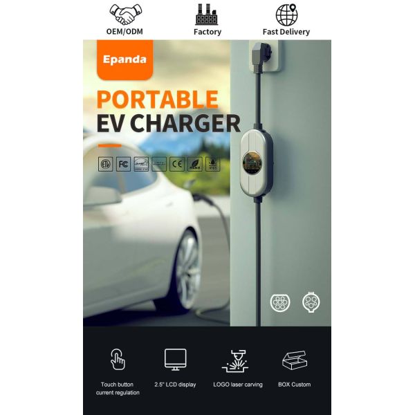 Evse 32A 7.2KW 3.5kw светодиодный зарядное устройство для электромобилей типа 2 уровня 2 портативное зарядное устройство для электромобилей