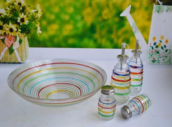 glass salad bowl set