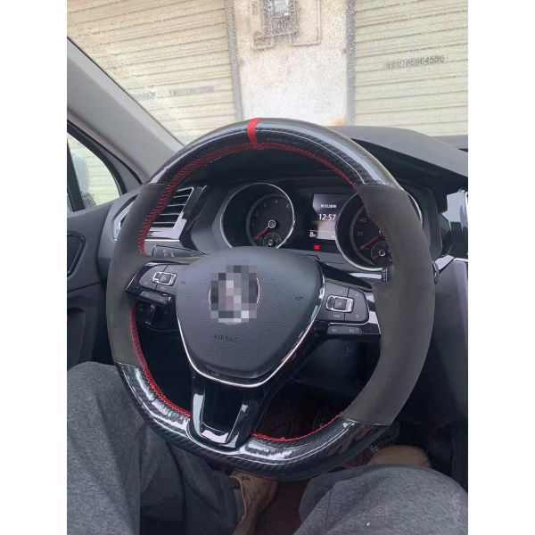Hand Stitching Carbon Soft Suede Steering Wheel Cover for Volkswagen Golf 7 UP Polo Jetta Passat B8 VW Tiguan Sharan Touran