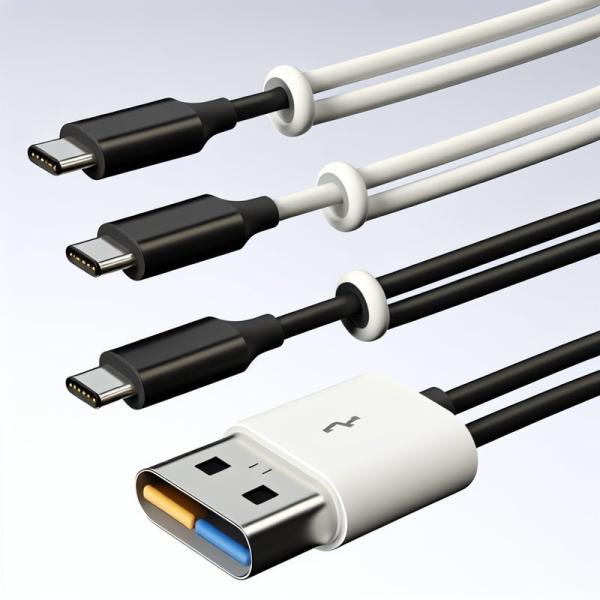 USB A to Type C Fast Charging Cable 1m Black White