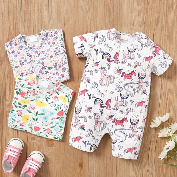 Good Quality Custom And Stock 100% Cotton Baby Onesie Jumpsuit Low Price Baby Romper for Summer