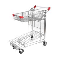 Zinc Double Layer Heavy Duty Warehouse Trolley Supermarket Tally Trolley