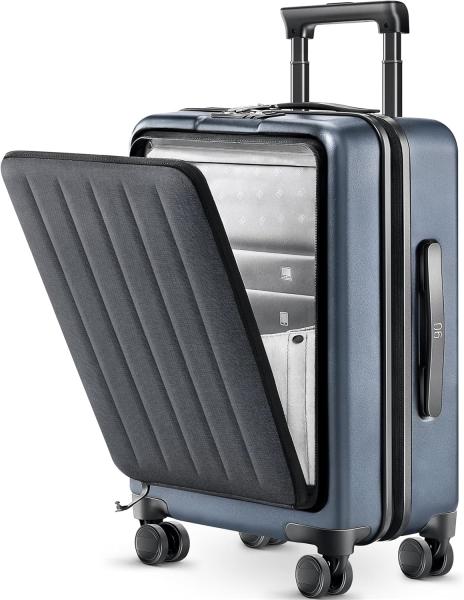 22 x 14 x 9 companhia aérea aprovada, bagagem de 20 polegadas com compartimento de laptop frontal, rodas de dupla rotação, PC de lado duro