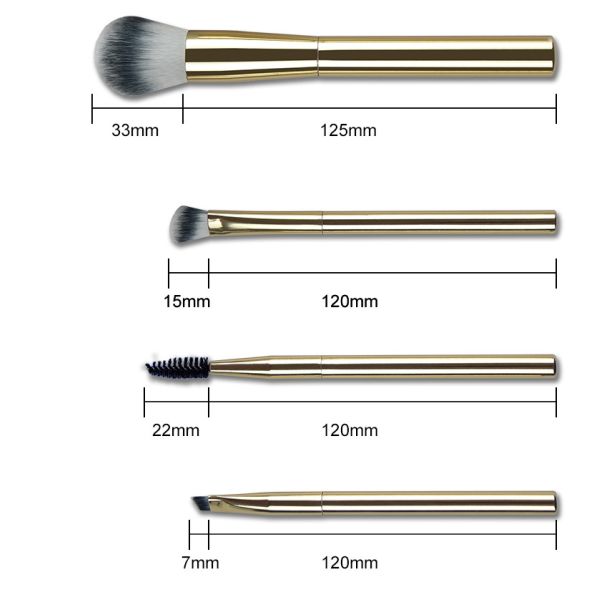 Luxurious cosmetic Makeup Brush Set 6pcs aluminum handle and ferrule makeup brush kit