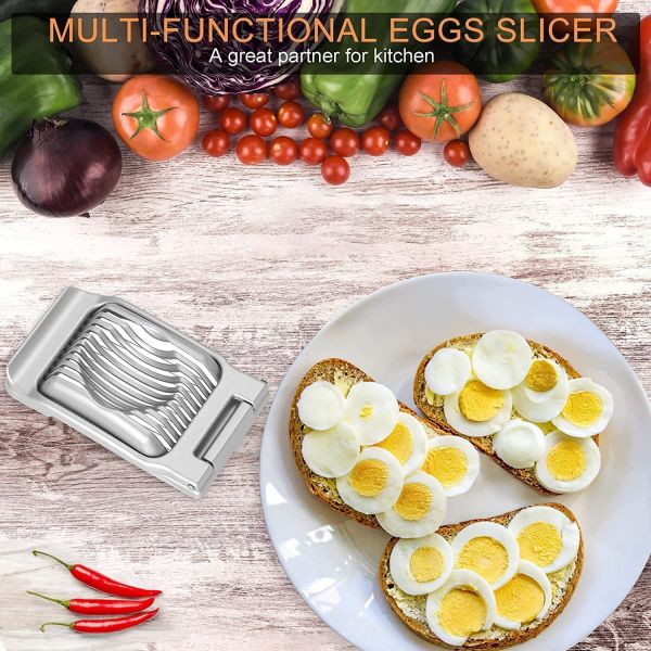 Stainless Steel Egg Slicer for Perfectly Sliced Boiled Eggs and Juicy Strawberries
