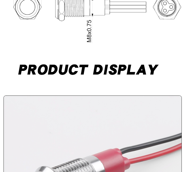 8mm Metal Power LED Indicator Lights IP65 IK08 Compatible with 3V 6V 12V 24V 110V 220V Durable and Versatile