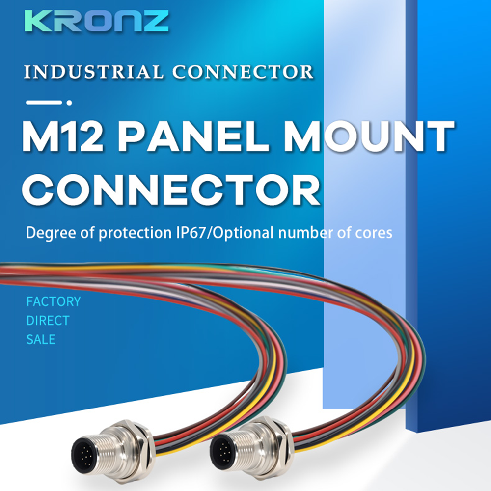 Waterproof M12 12 Pin Socket Wire Board Front Connector Cable with Zinc Alloy Shell