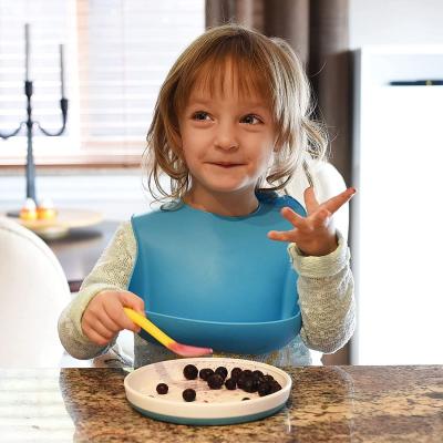Bavoir inodore non-toxique de bébé de silicone, receveur incassable de bavoir de silicone