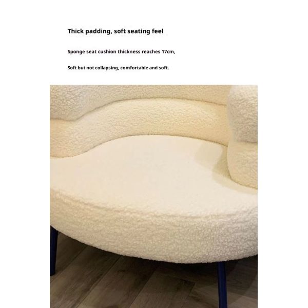 Modern Leisure White Armchair Living Room Designer Chair with Metal Leg Accent Lounge Chair Single Velvet Fabric Sofa Chair
