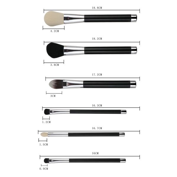 Durable Makeup Brush Black Plastic Handle High Glossy Metal Makeup Brush