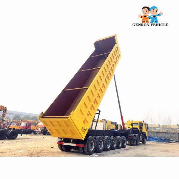 5 / 6 Axles 80T Capacity Genron Brand Rear Tipping Semi Truck Trailer In Southeast Asia Market