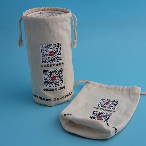 Durable Custom Drawstring Bags , Anti Toxic Natural Color Canvas Wine Bags