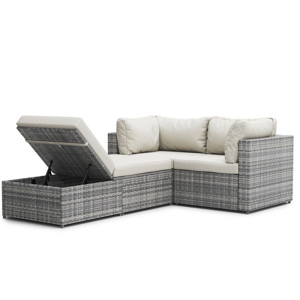 Rattan Outdoor Garden Lounge Hot Sale Wicker PE Waterproof Custom Rattan Sofa and Lounger Set Multi Function Outdoor Furniture