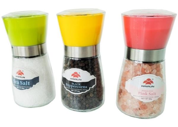 Adjustable Grinder Salt Pepper Mill Set Stainless Steel Cap