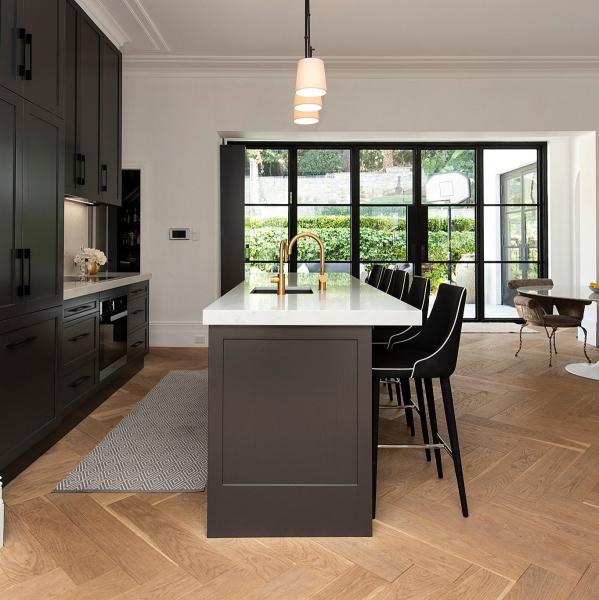 Modular Lacquer Kitchen Cabinet Modern Shaker Luxury Plywood Matte Black