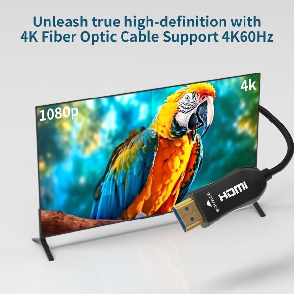 4K HDMI Fiber Optic Cable – Long Distance, No Signal Loss, Ultra HD 60Hz Support