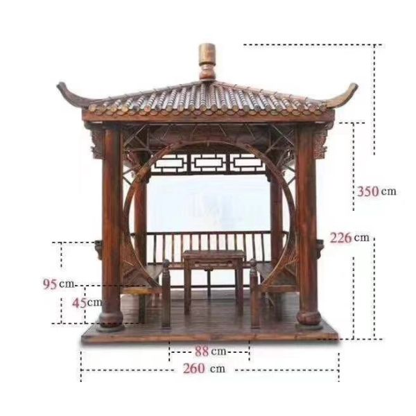 Шестиугольный китайский деревянный павильон 2.6m пагоды открытого сада газебо