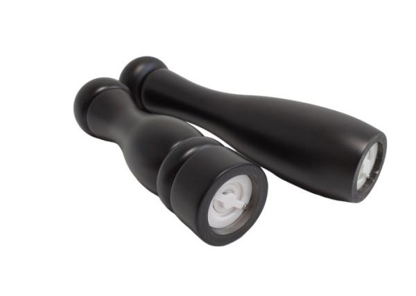 Manual Sustainable Wood Black Wooden Salt And Pepper Grinder Set