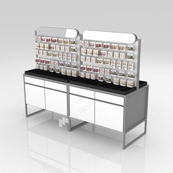 Makeup Store Display Cabinet Small Jewelry Island With Mirror For Beauty Store Decoration And Skincare Shop Design