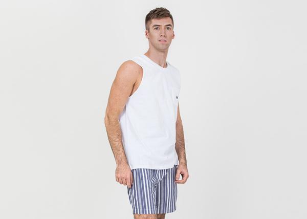 White Homestyle Mens Luxury Sleepwear Xxl Short Pajamas Functional Placket Side Pockets