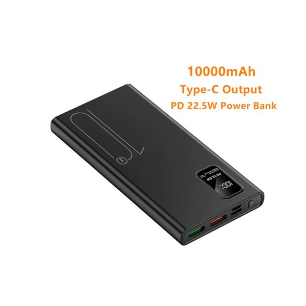 Exterior portátil 10000mah PowerBank LED Display PD QC3.0 22.5W Carga rápida Bancos de energía delgados 10000mAh Cargador USB-C para iphone 15