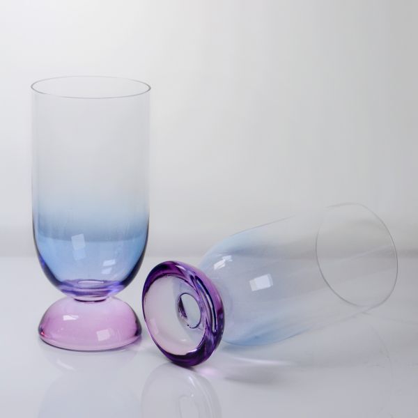 Handblown Crystal Wine Glass Goblet with Two-color Gradient and Frosted Base for 400ml Wine Cocktail & Home Decor