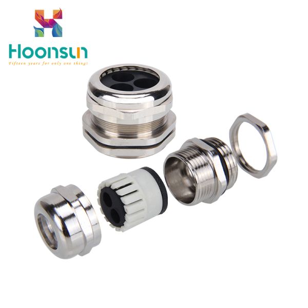 Dustproof Waterproof Copper Cable Gland M12 - M63 With Silicone Multiple Entry