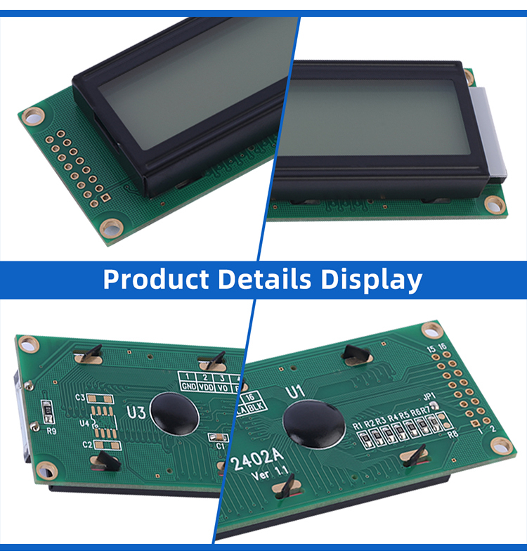 Gray Film 2402A LCD Module 2*24 2X24 Multilingual Module Controller ST7066U Lead Free Gold-Plated Pcb Board