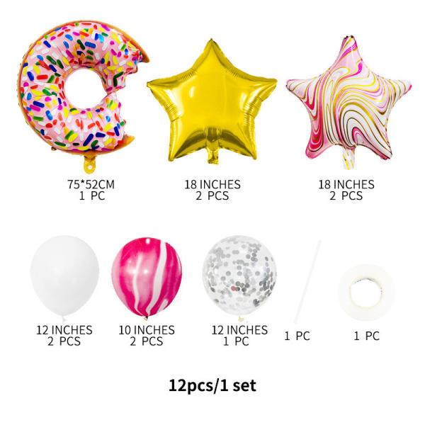 Cartoon Doughnut Pentagram Aluminum Foil Balloons for Birthday Party Decoration