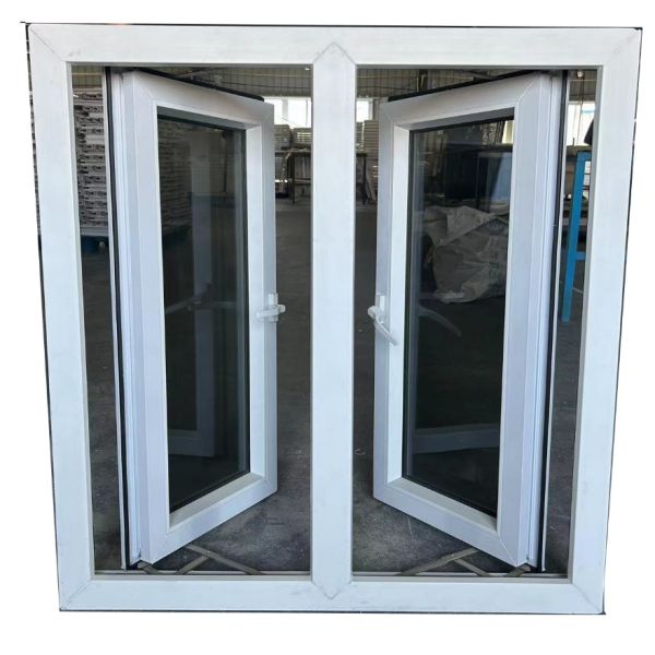 Silver / White / Gray PVC House Glass Casement Windows For Hurricane Impact Frame Color White