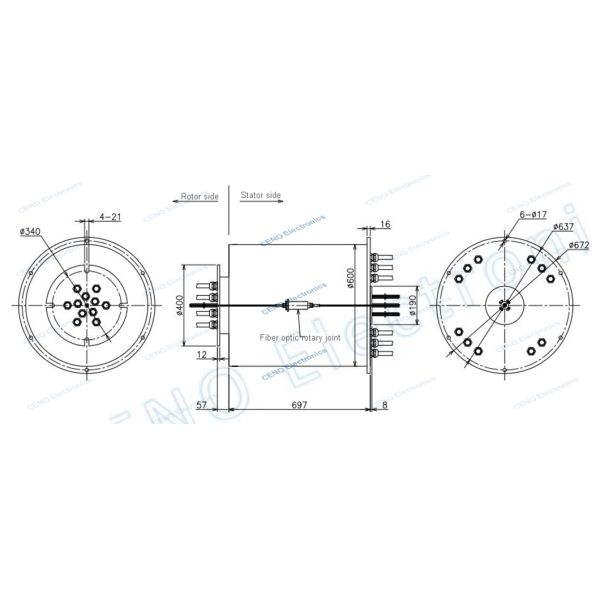 щетка углерода оптического волокна Од 600мм канала кольца выскальзывания 20 локальных сетей 1000м промышленная См