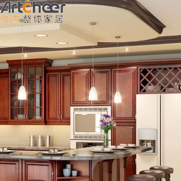 Midcentury Design Solid Wood Kitchen Cabinet with Eco-Friendly Material and 3 Years Guarantee