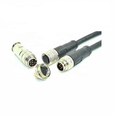 Tomada de Ip67 12 Polo aos conjuntos de cabo diminutos Pin Molded Plug reto do soquete M16