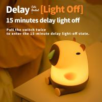 Wholesale Capybara Night Light Cute Animal Night Lamp Snottybara Silicone Touch Lights Decor Portable Rechargeable For Kids