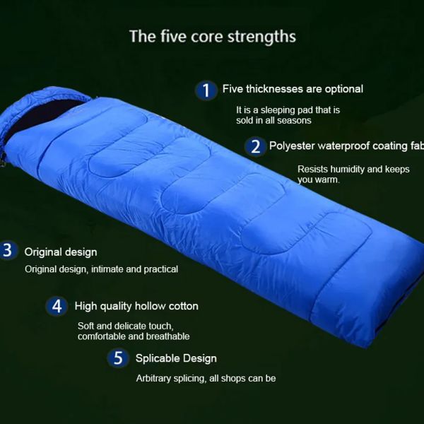 Comfortable Temperature Scale 0C--10C Organic Cotton Sleeping Bag for Outdoor Camping