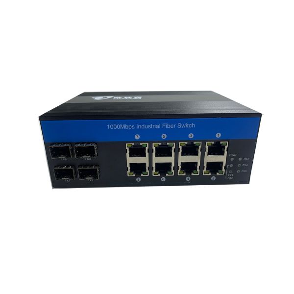 Водонепроницаемый 8-портный сетевой коммутатор Гигабитный прочный Ethernet-коммутатор с 4-мя волокнистыми портами