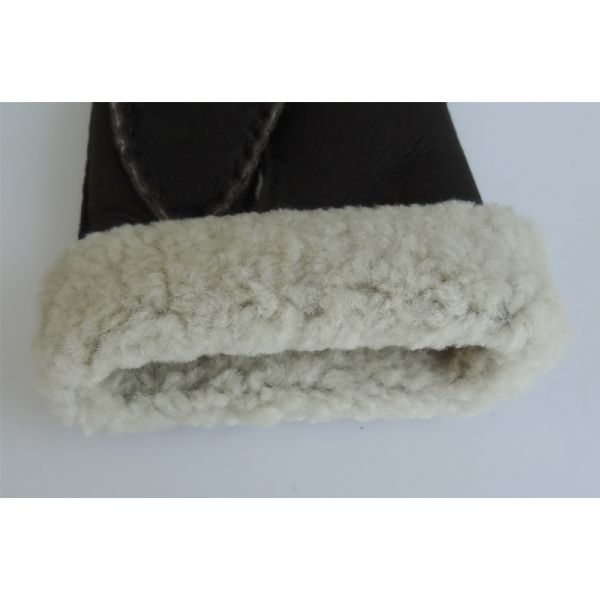 Soft Warm Leather Shearling Gloves Double Faced Sheepskin Gloves Simple Design