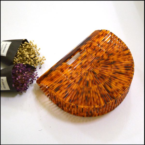 Ladies Dinner Party Evening Pouch Bag Handbag Fashionable Acrylic And Bamboo